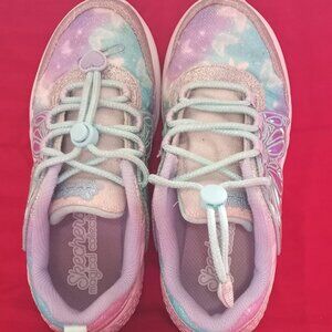 Skechers girls Dream Racer Wing Brites sneakers size 1
